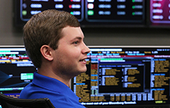 Student sitting in MCOB room