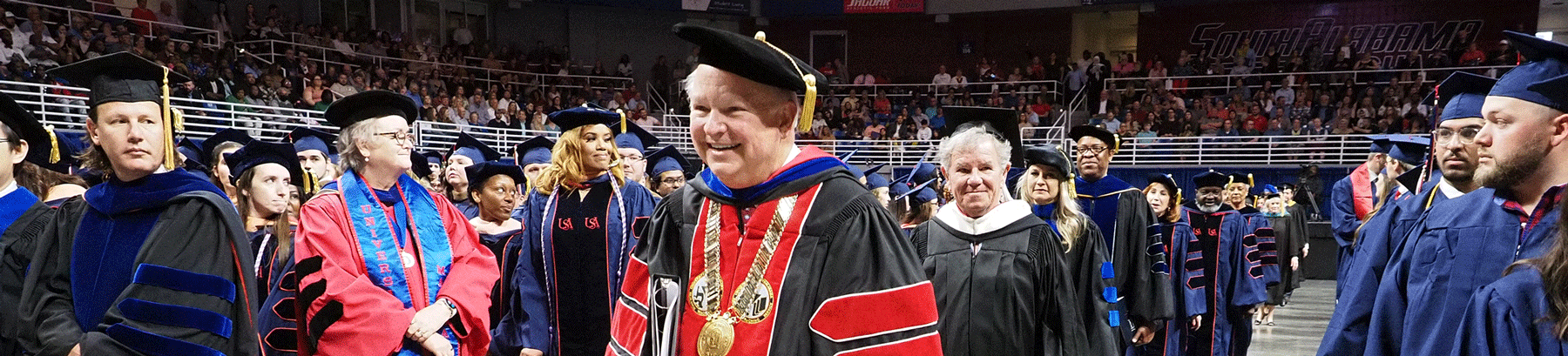 President Bonner leading the walk of commencement.