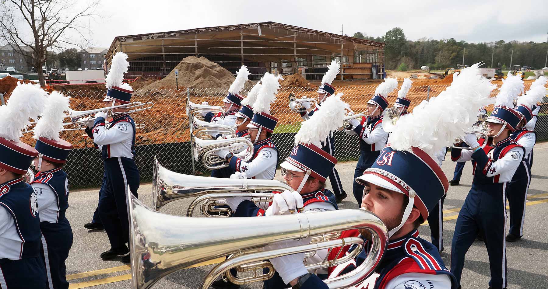 USA Jaguar Marching Band drum majors Rivers Lewis and Shannon Kille data-lightbox='featured'